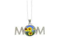 Sunshine Flowers Sunflowers Blue Sky Mothers Day Gift for Mom Nana Grandma Necklace Birthday Jewelry