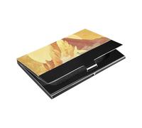 Sunshine Golden Mountain Art Slim business card holder With Leather & Stainless Steel card case for Business Meeting Use
