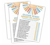 Sunshine Guess Who? Baby Shower Game Kit - Retro Here Comes The Sun - 30 Double-Sided Fill In Game Cards For Baby Shower, Gender Reveal Party Favor, Activity & Supplies - A04