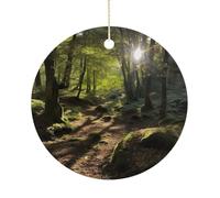 Sunshine in The Woods Sublimation Ceramic Ornament Holiday Decorations Ceramic Round Porcelain Discs Sublimation Ornament for Personalized Xmas Tree Keepsake Crafts Decorate