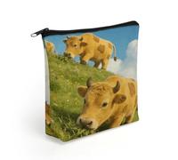 Sunshine Little Golden Calf Makeup Bag with Sturdy Zipper，Linen Material Storage Bag,Large Capacity And Multi-Purpose Cosmetic Bag for Daily Life, Travel, Outings, Business Trips And Other Occasions