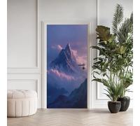 Sunshine Mountain 3D Door Stickers Peel and Stick, Arctic Polar Region Poster PVC Removable Waterproof Stickers, Snow Scene Door Decals Adhesive Sticker Interior Murals for Home Decor, 95x215 cm