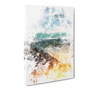 Sunshine On A Beach In Greece Watercolour Canvas Print | Gallery Wrapped 30mm Frame Wall Art | 24x16 inches | Ready to Hang | Coastal Seascape Picture | Living Room Bedroom Lounge Office