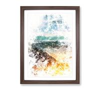 Sunshine On A Beach In Greece Watercolour Modern Framed Wall Art Print, Ready to Hang Picture for Living Room Bedroom Home Office Décor, Walnut A3 (34 x 46 cm)