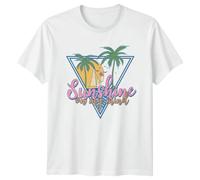 Sunshine On My Mind Beach Vacation Summer Tropical Mens T-Shirt Womens Tee Graphic Unisex Top XL White