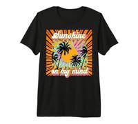 Sunshine On My Mind Retro Beach Summer Palm Tree 70s Premium T-Shirt