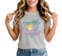 Sunshine On My Mind Womens Graphic T-Shirt Beach Vacation Travel Palm Tree Tee 3XL