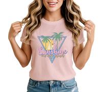 Sunshine On My Mind Womens Graphic T-Shirt Beach Vacation Travel Palm Tree Tee Extra Large