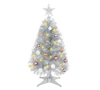 Sunshine Silver Christmas Tree with Light 3ft Artifical Full Christmas Tree with Ball & Star Ornaments 8 Lighting Modes for Holiday Decor