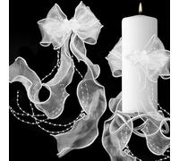 Sunshine Smile Drip Protection Communion Candle, Drip Catcher with Bow, Candle Accessory, 8cm, White-1pcs