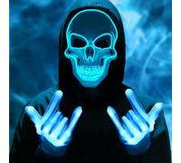Sunshine smile Halloween Mask, Luminous LED Scary Skeleton Mask, Carnival, Party Light Mask for Carnival, Scary Halloween Mask for Parties, Costume Games, Cosplay