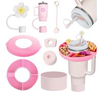 Sunshine smile Pack of 8 Snack Plates with Lid for Stanley Cup 40 oz/40 oz, Stanley Cup Snack Bowl, Accessories Stanley Cup, Silicone Case for Stanley Cup, Snack Bowl for Stanley Cup Accessories