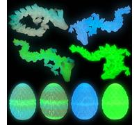 Sunshine smile Set of 4 Miniature 3D Dragon Egg with Dragon, 13 cm Movable Joints Dragon Toys, Dragon Egg with Dragon, 3D Printed Dragon Egg, Luminous Dragon Egg, Mysterious Dragon Toy