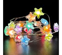 Sunshine smile Star Fairy Lights, 2 m 20 LED Fairy Lights, Colour Star Power, Fairy Lights Children's Room Battery, LED Decorative Fairy Lights for Indoor Lighting Outdoors, Bedroom, Wedding, Birthday