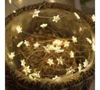 Sunshine smile Star Fairy Lights, 2 m 20 LED Fairy Lights, Star Power, Fairy Lights Children's Room Battery, LED Decorative Fairy Lights for Indoor Lighting Outdoors, Bedroom, Wedding, Birthday