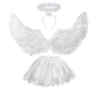 Sunshine smile White Angel Costume Adult, Pack of 3 White Angel Costume Women, 60 cm Angel Flights, 70-110 cm Tulle Skirt Women, Angel Wings Women, Angel Wings Adults, Tutu Skirt, Angel Wings Children