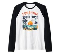 Sunshine South Coast Beach Vacation Scene Raglan Baseball Tee