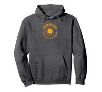 Sunshine State of Mind: Retro Sun Positive Vibes Pullover Hoodie, Adult Unisex, Dark Heather Grey, XL