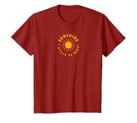 Sunshine State of Mind: Retro Sun Positive Vibes T-Shirt, Kids, Cranberry, 6 Years