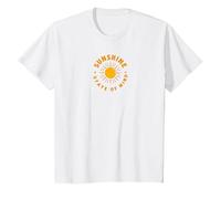 Sunshine State of Mind: Retro Sun Positive Vibes T-Shirt, Kids, White, 10 Years