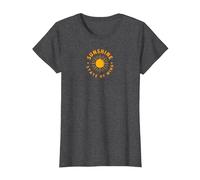 Sunshine State of Mind: Retro Sun Positive Vibes T-Shirt, Women, Dark Heather Grey, S