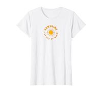 Sunshine State of Mind: Retro Sun Positive Vibes T-Shirt, Women, White, S