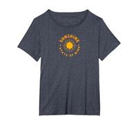 Sunshine State of Mind: Retro Sun Positive Vibes T-Shirt, Women's Plus, Heather Blue, 3X