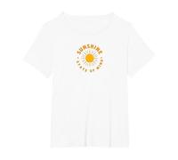 Sunshine State of Mind: Retro Sun Positive Vibes T-Shirt, Women's Plus, White, 3X