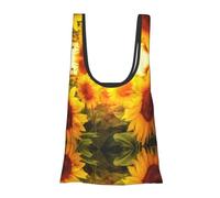 Sunshine Sunflower Field Print Reusable, Foldable,Washable Grocery Bags Foldable in A Pouch Eco Tote Shopping Bag,Daily Shopping Loading