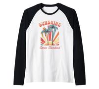 Sunshine Tropical Beach Island Ocean Sunset Casual Graphic Raglan Baseball Tee