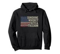 Sunshine Whiskey Faith & Freedom - Vintage USA Flag Summer Pullover Hoodie