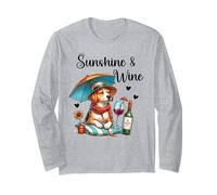 Sunshine & Wine Dog Mom Wine Lover Drinking Summer Beach Long Sleeve T-Shirt