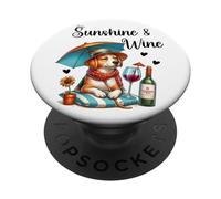 Sunshine & Wine Dog Mom Wine Lover Drinking Summer Beach PopSockets Adhesive PopGrip