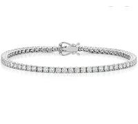 SunshineDiamond Diamond Bracelet Certified 3.00 Carat F/SI Natural Round Brilliant Cut diamond Tennis Bracelet UK Hallmarked white gold Two Safety Lock on side