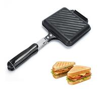 SunshineFace Camping Toastie Maker Double Side Stovetop Sandwich Maker, Non-Stick Bread Frying Pan with Heat-Resistant Handles for Gas Stove, Breakfast Cookware, Outdoor Camping Toaster