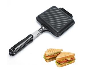 SunshineFace Camping Toastie Maker Double Side Stovetop Sandwich Maker, Non-Stick Bread Frying Pan with Heat-Resistant Handles for Gas Stove, Breakfast Cookware, Outdoor Camping Toaster