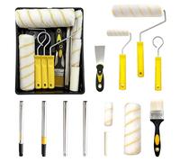 SunshineFace Paint Roller Set, 15 Pcs Painting Roller Set with Extension Pole Paint Tray Paint Brush, 4 inch and 9 inch Paint Roller for Painting Walls Edges Ceilings Doors