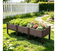 SunshineFace Raised Beds for Garden, 120x40x37cm Raised Garden Bed with Legs, Self Watering Plastic Elevated Planter Box Outdoor for Vegetables Herbs Flowers, Easy Assembly
