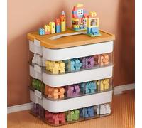 SunshineFace Storage Organiser Box, 3 Tier Stackable Toy Storage Box with Building Plate Lid Handle, Creative Building Blocks Sorting Container for Toys Puzzle Craft Supplies