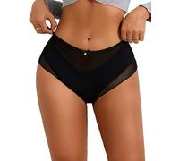 sunshinelady Brazilian Knickers for Women Plus Size Women's Underwear with Cotton Crotch Sexy Panties Stretchy for Daily Life Tanga Briefs with Bow Black Lace Sexy Knickers L