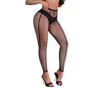 sunshinelady Fishnets Stockings for Women Plus Size Footless Tights High Waist Funky Pantyhose Vertical Stripe Elasticity Goth Tights Clubwear Sexy Leggings Outfit Black XS-5XL