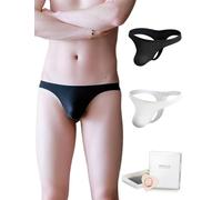sunshinelady Ice Silk Thongs Underwear Men Bulge Pouch 2 Pack Micro G-strings Thong for The Bedroom Mankini Plus Size Sexy Sissy Lingerie Panty Low Rise Tanga Briefs Black White XL