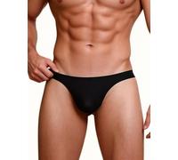 sunshinelady Men’s Ice Silk Thongs Underwear Bulge Pouch Thong Mankini Sexy Micro G-String Plus Size Black Tanga Briefs Soft Strethcy Lingerie Black S