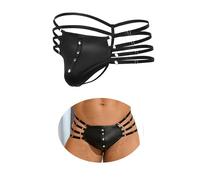 sunshinelady Mens Thong Mankini Hollow Out G-string Pants Briefs Male T-Back Jock Straps Pouch Thongs Lingerie for Men Underwear for the Bedroom Black Panties 2XL