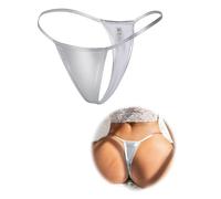 sunshinelady Micro Thongs for Women Shiny G-string Thong Bikini Sexy T-Back Panties Plus Size Underwear Tangas Briefs Low Rise Swimwear Beach XL Silver