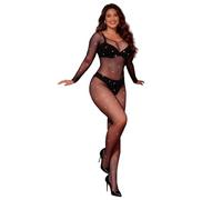 sunshinelady Plus Size Tights 22-24 Sparkly Body Stocking Fishnet Tights Glitter Bodysuit Hollow Out Rhinestone Black Fishnets Bodystocking Long Sleeve Lingerie Set