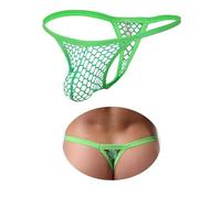 sunshinelady Thongs for Men Fishnet Sexy Underwear for The Bedroom See Through Underwear T-back Micro G-String with Pouch Lingerie Sissy Clothing Bikini Panties Low Rise Green M