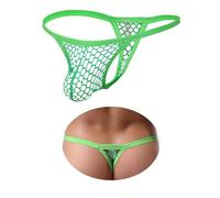 sunshinelady Thongs for Men Fishnet Sexy Underwear for The Bedroom See Through Underwear T-back Micro G-String with Pouch Lingerie Sissy Clothing Bikini Panties Low Rise Green XL