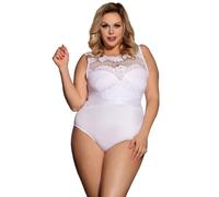 sunshinelady Women's Bodysuits Sleeveless Lace Bodysuit Ladies Sexy Leotard Lace Top with Snap Closure Stretch Mesh Going Out Tops White Bodysuit Plus Size S-XXL