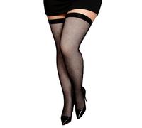 sunshinelady Womens Fishnet Stockings Hold Up Thigh High Stockings Sexy Fishnets Thighs for Women Elastic Plus Size Stocking Black Fishnet Tights No Silicone L-2XL